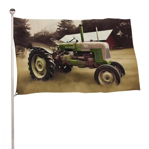 Drapeau de ferme tracteur ancien grand format double face cour