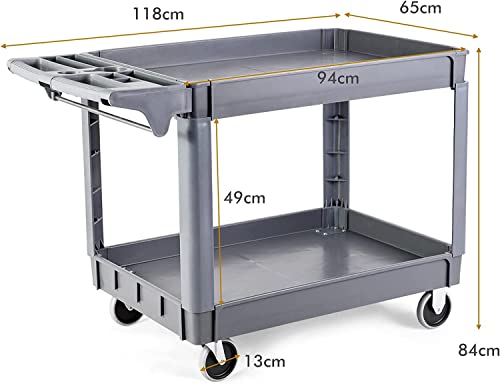 image for GiantexUK 2 Tier Service Cart, Heavy Duty Garage Workshop DIY Storage 