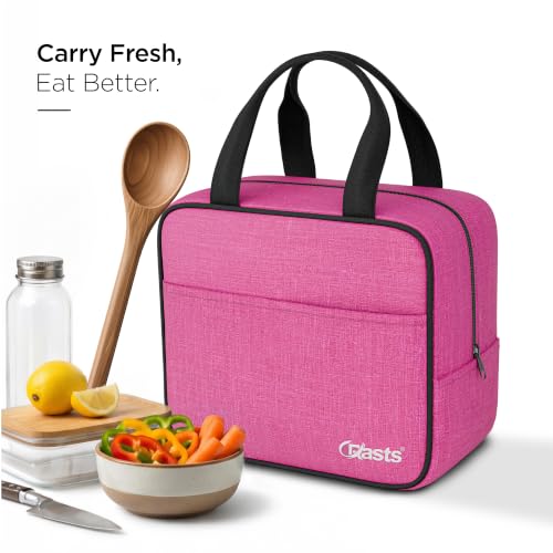 Image of Crasts Insulated Travel Lunch Bag for Office, School & College Waterproof Thermal Tiffin Bag for Men, Women & Kids | Small Lunch Carry Bag with Front Pocket for Picnic & Daily Use Lunch Bag (Pink)