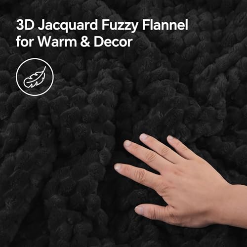 BEDELITE Fluffy King Size Comforter Set - Black Fleece Soft Comforter for King Size Bed, Luxury Warm Bedding Set for Winter, Fuzzy Bed Set 3 Pieces (1 Comforter, 2 Pillowcases)