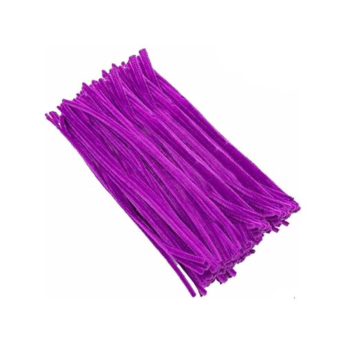 Image of 100Pcs Pipe Cleaners Craft Set | Chenille Stem Fuzzy Sticks DIY Craft Supplies for Art Projects Activities, Decorations, Flower Making, Modeling & Sculpting (Purple)