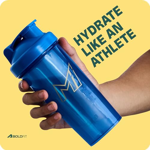 Image of Mumbai Indians (MI) Official Merchandise Gym Shaker for Protein Shake Leakproof Shaker Bottles for Protein, Preworkout & Bcaa Shake, Protein Shaker Bottle for Gym, Gym Bottle for Men, Women Blue