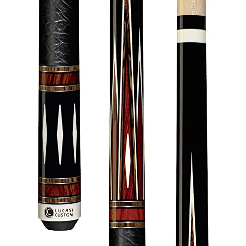 Lucasi Custom LZC39 Mystic Black with Cocobolo/Bocote Inlay Points, Imitation Bone Diamonds and Upgraded Shaft Cue, 20.5-Ounce