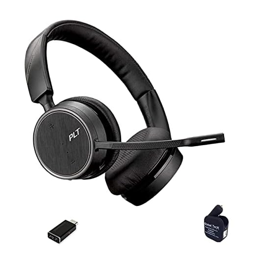 Plantronics Voyager 4220-UC Bluetooth Headset Bundle (USB C) Compatible for Dragon, Softphones, Zoom, Teams, Skype, RingCentral, Cisco, Avaya J Series