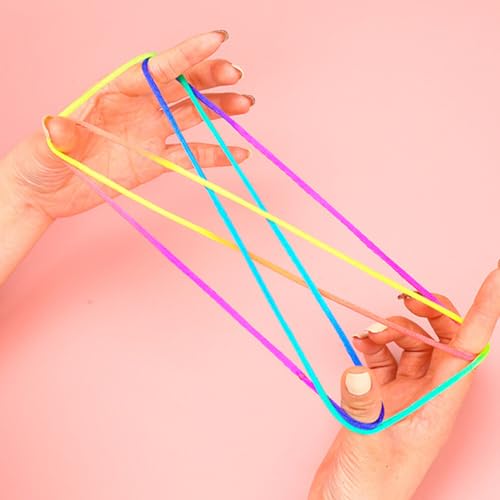 NUOBESTY Cordas De Berço Para Gatos 3 Peças Cor -Íris Corda De Dedo Brinquedos Para Gatos Corda De B