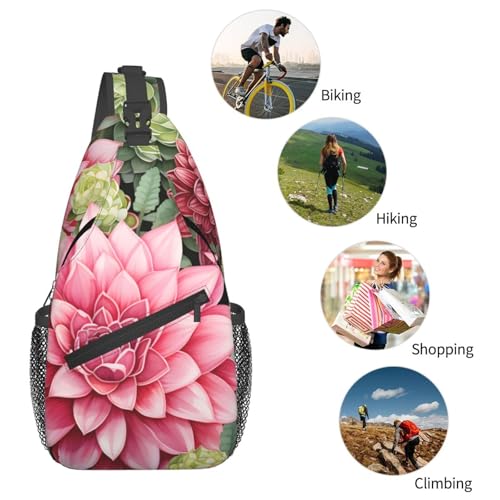 Bolso bandolera unisex con diseño de planta de loto ligero miniatura 6