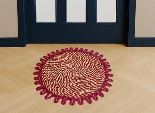 Image of Cotton Doormat for Home |Handmade Cotton Doormat | Quick Dry, Washable Door Mat for Home, Bathroom & Bedroom (51x51 cm, Green-R-C)