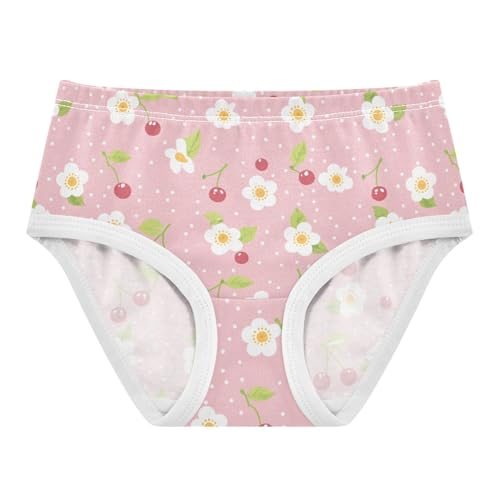 Wusikd Cute Cherry Girls' Underwear Cotton Flower Pink Girls Briefs Soft Toddler Underwear 2T