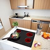 Built-in Ceramic Hob 4 Burners, STARCHARTS Electric Hob, 4 Zones Cooktops with Total Power 6000W, Timer, Child Lock, Black Glass - Image 7