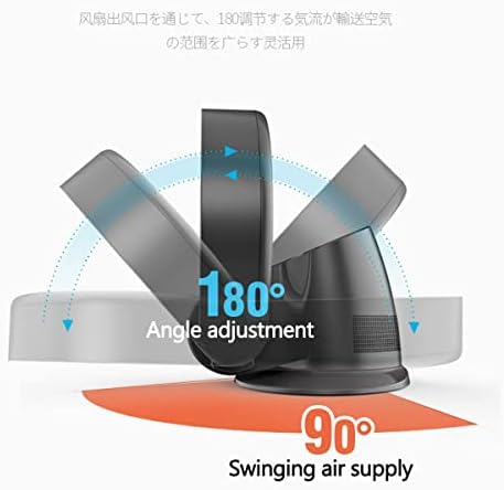 Bladeless Quiet Cooling Fan - Oscillating 90° Personal Table & Wall Mount Fan with 3 Speeds & Timer for Home, Office, Bedroom - Black Color