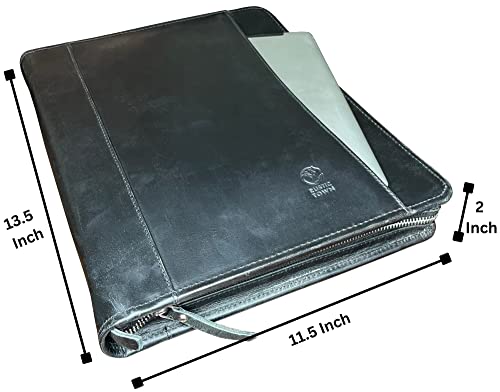 Leather Business Portfolio - Leather Padfolio - Professional Organizer Valentines Day Gifts for him her - Easy to Carry with a Zipper Closure - Many Slots, Compartments and Holders - Thumbnail 3