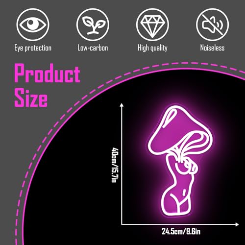 Image of Lady Mushroom Neon Sign Sexy Lady Mushroom Neon Light Dimmable Led Neon Sign for Man Cave Neon Light Signs Light Up Sign for Wall Decor Bedroom Club Bar Store Birthday Party Decor Gifts