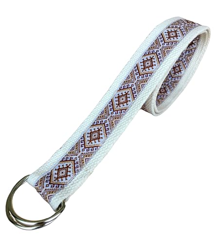 Tan Cream or Turquoise Brown Fabric Belt, Cotton Webbing Belt for Pants or Dress, Jacquard Ribbon Handmade Belts for Women, D-Ring Canvas Belt, Vegan Webbing Belt, Gift İdeas, Gift For Her2