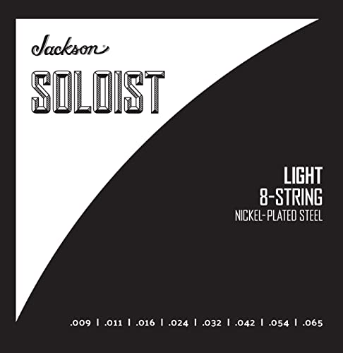 Jackson Soloist Strings 8-String Light .009-.065 jeu de cordes pour guitare électrique 8 cordes - Les Beatles, Paul McCartney, John Lennon, RIngo Starr, George Harrison Jackson Soloist Strings 8-String Light .009-.065 jeu de cordes pour guitare électrique 8 cordes