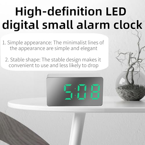 NBOFOL LED Digital Alarm Clock(Green),Mini Led Display Alarm Clock with Date Time,Digital Alarm Clocks Bedside,Small LED Electric Desk Clock for Bedrooms,Travel Bedroom Alarm Clocks USB Powered