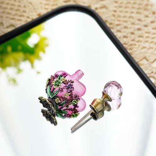 YU FENG Vintage Refillable Empty Crystal Perfume Bottle Handmade Home Decor Lady Holiday Gift (Violet)
