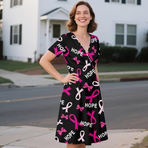 Image of Women's Summer Dresses Short Sleeve Formal Dresses with Pockets | Lightweight polyester fabric delivers cool airflow during hot summer outdoor activities