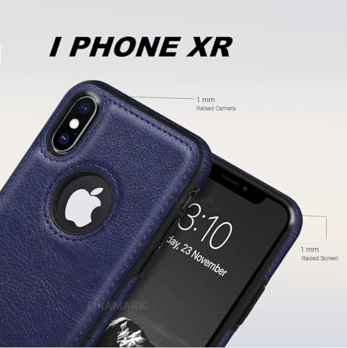 Image of iPhone XR Premium Pu Leather Back Cover Case Drop Camera Protection for iPhone XR Blue