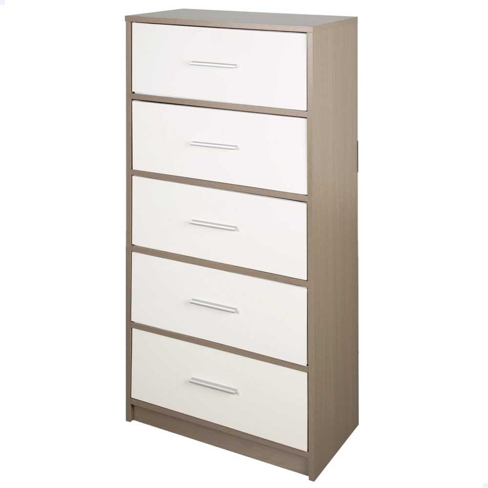 AKTIVE 18415 MAX Home Commode pour chambre multi-usages, gris et blanc, 6 tiroirs, 114 x 30 x 70 cm, en bois, style moderne, système de rangement, organisation maison, décoration, meuble dressing