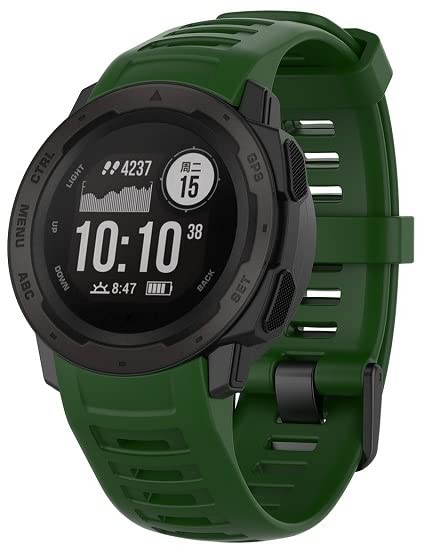 Chainfo compatible with Garmin Instinct/Instinct 2 Watch Strap, Soft Silicone Classic Sport Replacement Watch Band NO230225 (Army Green)