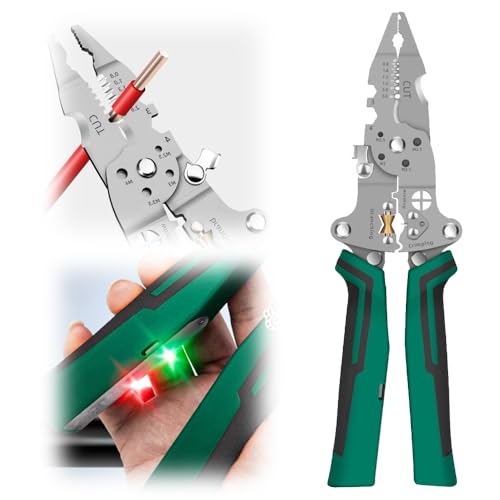 Multi-Function Foldable Wire Stripper with Voltage Tester, Professional Foldable Multi-Tool Pliers...