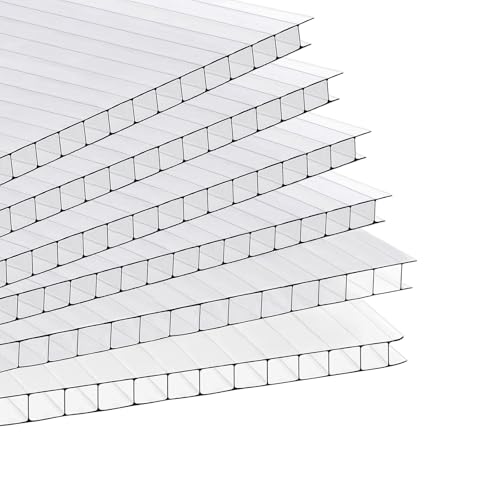 14 Pcs Polycarbonate Greenhouse Panels 47.2 x 23.6 x 0.16 Twin-Wall Polycarbonates Sheet Clear Polycarbonate Panels for Greenhouse Outdoor Garden Plant Stand Roof