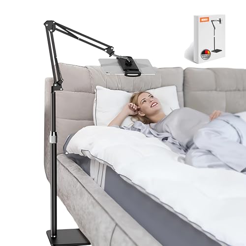 HENKi Soporte de suelo para tableta, ajustable, universal, giratorio de 360 grados, soporte de metal para tableta, soporte para iPad, iPhoneX, iPad Pro u otros dispositivos de 4,5 ~ 13 pulgadas (negro