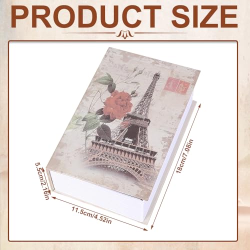 Buchtresor mit Zahlenschloss, Buchsafe Tresor, 24 x 16 x 6cm Umleitungsbuch Versteckter Safe, Ablagebuch Safe Aufbewahrungsbox für Schlüssel, Geld, Schmuck und Wertsachen (Pariser Turm Stil)