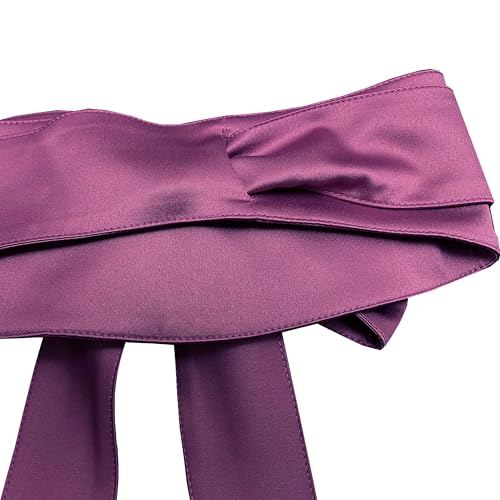 Women's waist Cover Wide Strap imitation silk Tie double loop decorated Bow belt for Dress3