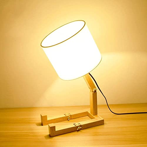 Lampe de table en bois pliable robot Edelan pour bureau et lit