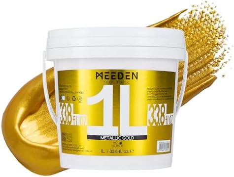 MEEDEN Metallic Gold Acrylic Paint: 1L /33.8 oz Heavy Body Gold Leaf Paints for Canvas Crafts Wood Metal Furniture Wall