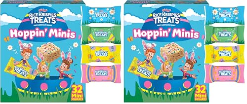 Image of Rice Krispies Treats Crispy Mini Marshmallow Squares, Easter Snacks, Cereal Bars, Original with Colorful Sprinkles, 12.4oz Box (32 Count) (Pack of 2)
