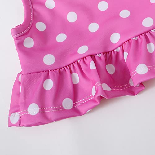Adxsun Toddler Girl Swimsuit Polka Dots Baby Girl Bathing Suit Sleeveless Swimwear Two-Piece Beach Bikini Summer (Pink, 3-4T) #TOP3