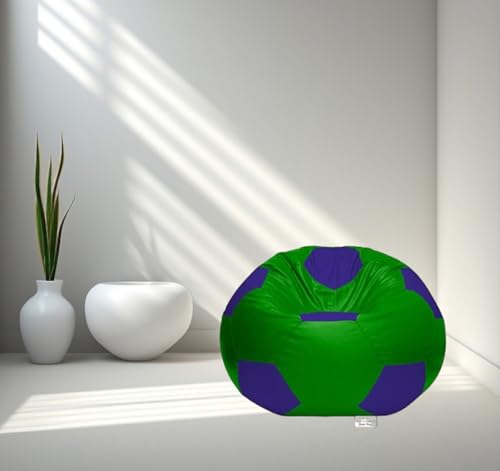Image of RnS Rest 'n' Sleep - Bean Bag Football Chair Filled with Beans for Living Room, Bed Room for Relaxing, with 1 Year Warranty (Parrot Green /Royal Blue, XXXL)