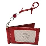 [HERBE] パスケース 4面収納 牛革 リール革ストラップ 回転式 日本製 定期券入れ レッド