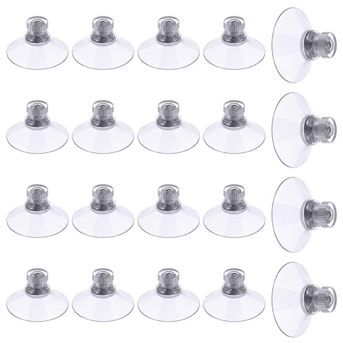 Flintronic 20 Piezas Ventosas de Plástico Transparente, Ø 40 mm Ventosas con Tuerca y rosca, Tornillo Fuertes de PVC Soporte para Vidrio tela de Sombra coche pared baño Puerta Ventana (Transparente)