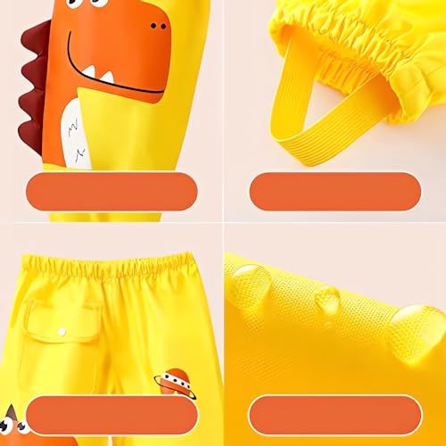 Image of Toddlers Boys Girl Rain Pants Waterproof Dirty Proof Trousers Kids Rain Poncho Hood Rainwear Jacket Coat 1-12Years
