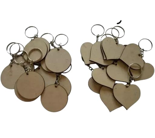Jadon Enterprise 2 Shape Key Chains with Ring (50 x 50) mm | It is Suitable for All Type of Craft and Painting Activities | Mandala Art MDF Board Suitable for Decoupage (Pack of 20)-picture-24