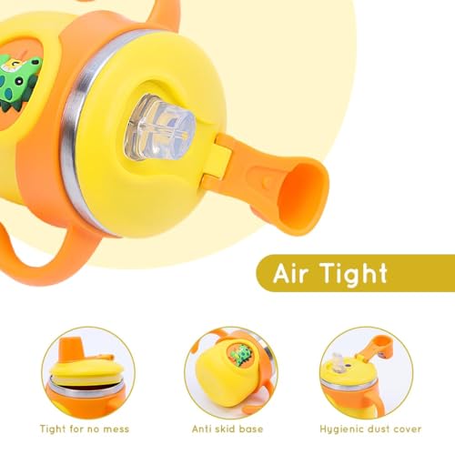 Image of Stainless Steel Baby Sipper Bottle for Kids - 260 ml | Leakproof Sippy Cup with Straw | Travelling Water Bottle for Kids (Yellow)