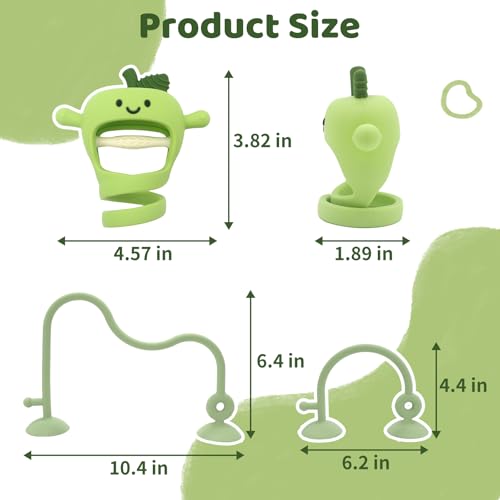 Image of Baby High Chair Suction Toys Teething Chew - Silicone Apple Teething Relief Toys Silicone Teethers Table Toys, Food Grade Silicon for 6 12 18 Months(Green)