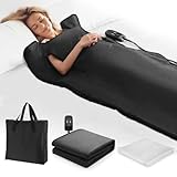 Infrarot Saunadecke zur Entgiftung, Ferninfrarot Sauna für Zuhause Detox Entspannung, Tragbare Sauna Infrarotdecke mit Ärmeln, 45.0-80.0 °C, 30-60 Minuten Timer (Schwarz)