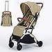 Cochecito de bebé – Cochecito de viaje ligero plegable con arnés de 5 puntos, de asiento ajustable y cesta de gran tamaño plegable con 1 mano – Llantas giratorias suaves cubierta de lluvia (Beige)