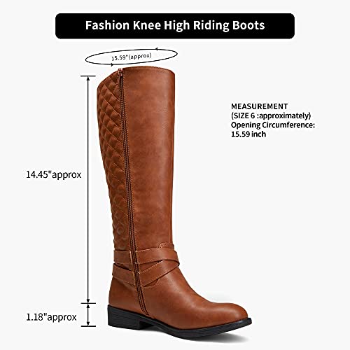 Vepose Women\'s 49 Riding Boots Brown Knee High Boots Buckle Boot Size 8(CJY949 Brown 08) - Thumbnail 3