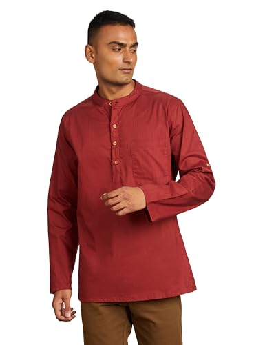 Image of Amazon Brand - Symbol Men's 100% Cotton Solid Short Length Casual Kurta - Regular Fit (Available in Plus Sizes)