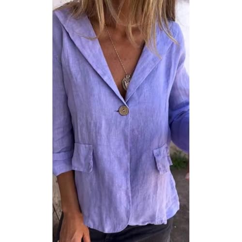 Cotton And Linen Casual Lapel Single-Button Thin Coat, Linen Blazer Women, Linens Jackets for Women4