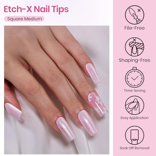 Image of Beetles Gel Nail Tips Etch-X- Square Medium, 384pcs 10 Sizes Pre-Etched