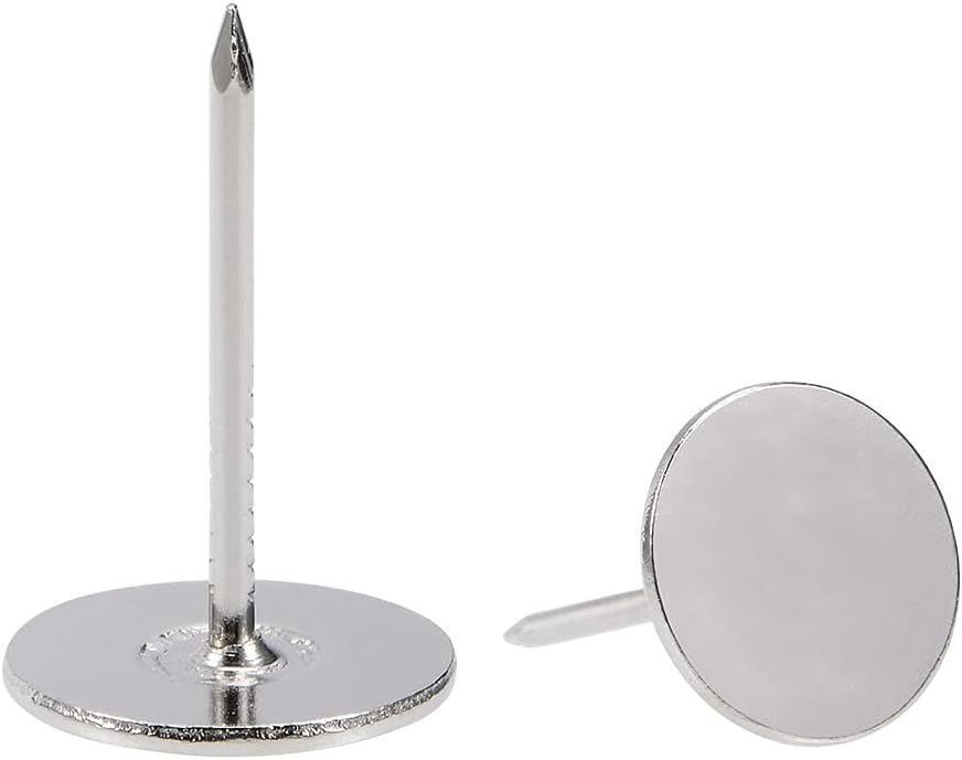 Generic Upholstery Nails Tacks 16mmx25mm Flat Head Furniture Nails Silver Tone for Furniture Sofa Headboards, 60 Pcs