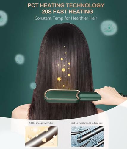 Image of 3-in-1 Ceramic Hair Straightening Brush for Women with 5 Heat Settings & 30-Second Fast Heating - Multicolored