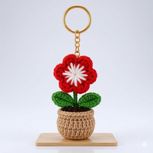 Image of Handmade Crochet Sunflower Keychain for Women & Girls, Cute Yellow Flower Key Ring Charm, Soft Yarn Knitted Gift, Bag Charm, Car Key Holder, Aesthetic Handmade Floral Accessory