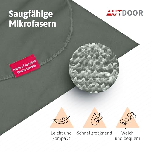 AUTDOOR® Mikrofaser Badeponcho Damen & Herren - nachhaltig aus 100% recycelten PET-Flaschen - Handtuch als Umziehhilfe für Strand und Wassersport - schnelltrocknend & kompakt (Medium, Grün)